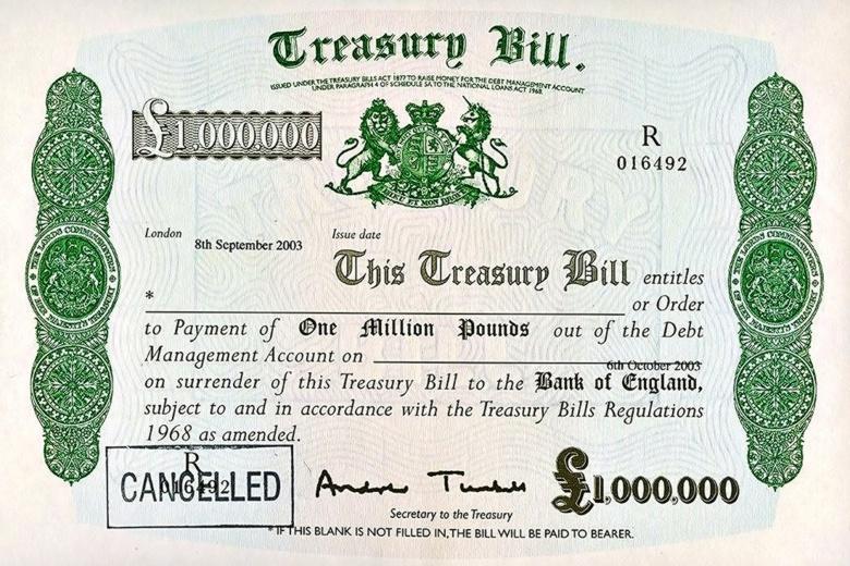 Treasury Bill One Million Pounds